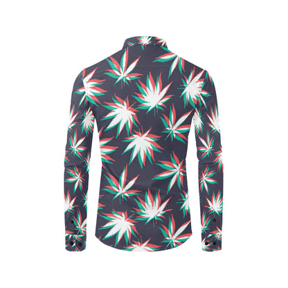 Pot Leaf Pattern Print Design A01 Men's Long Sleeve Shirt