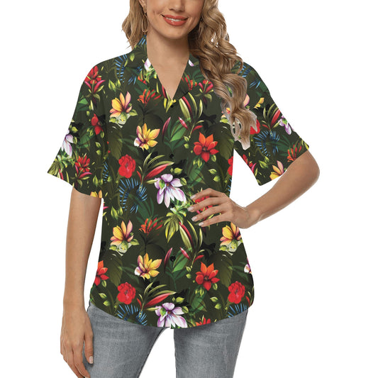 Magnolia Pattern Print Design 02 Women's Hawaiian Shirt