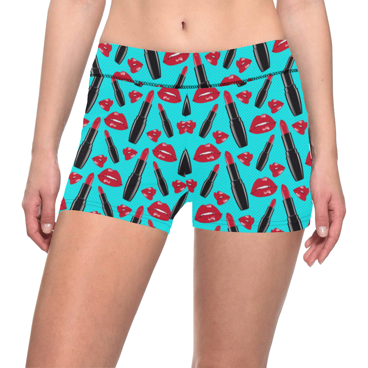 Lipstick Pattern Print Design LT02 Yoga Shorts