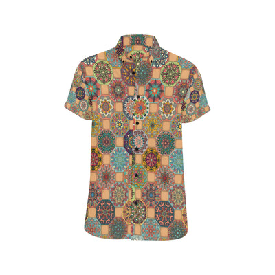 Boho Pattern Print Design 07 Men's Short Sleeve Button Up Shirt