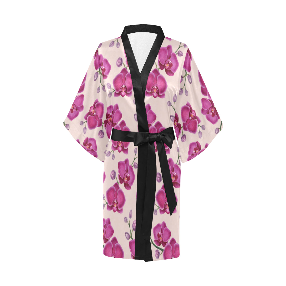 Orchid Pattern Print Design A02 Women's Short Kimono