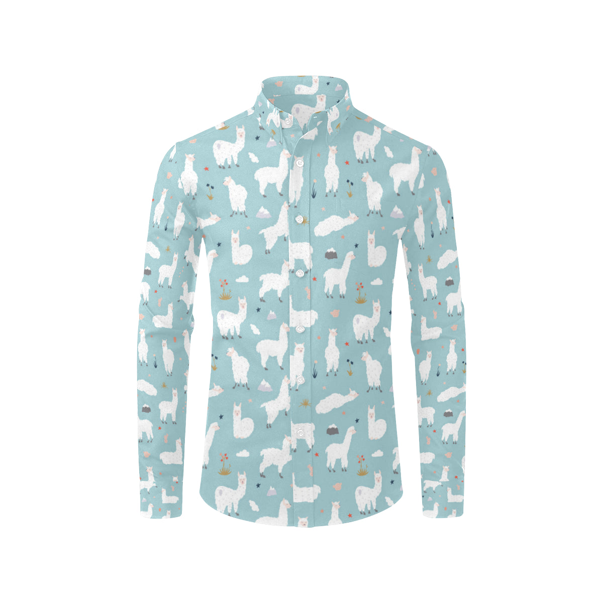 Alpaca Pattern Print Design 02 Men's Long Sleeve Shirt