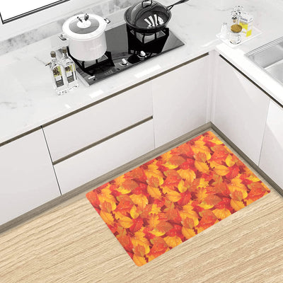 Elm Leave Autum Print Pattern Kitchen Mat