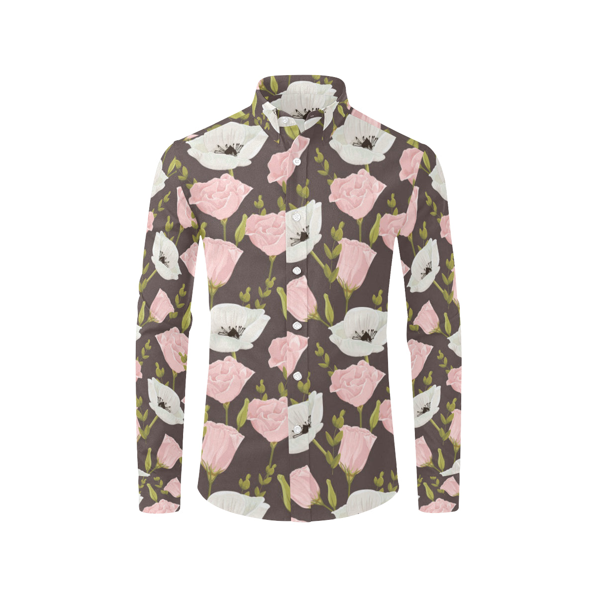 Anemone Pattern Print Design AM011 Men's Long Sleeve Shirt