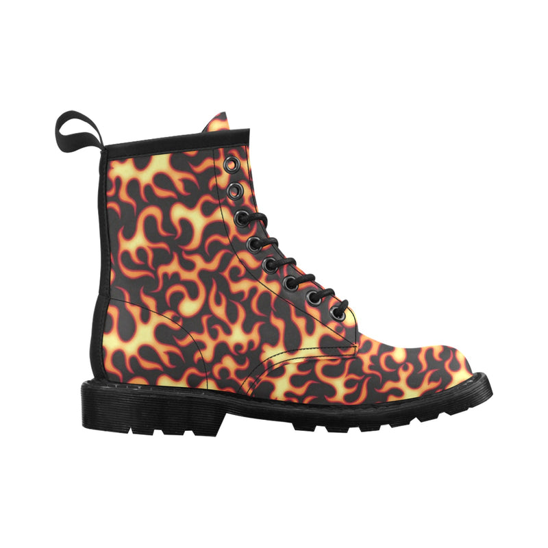 Flame Fire Themed Print Women's Boots