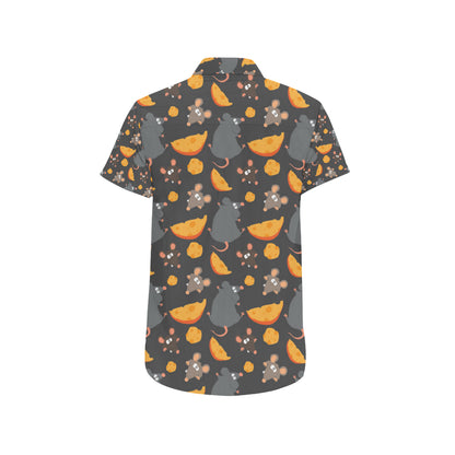Rat Pattern Print Design 04 Men's Short Sleeve Button Up Shirt