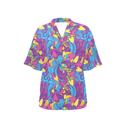 Psychedelic Mushroom Pattern Print Design A03 Women's Hawaiian Shirt