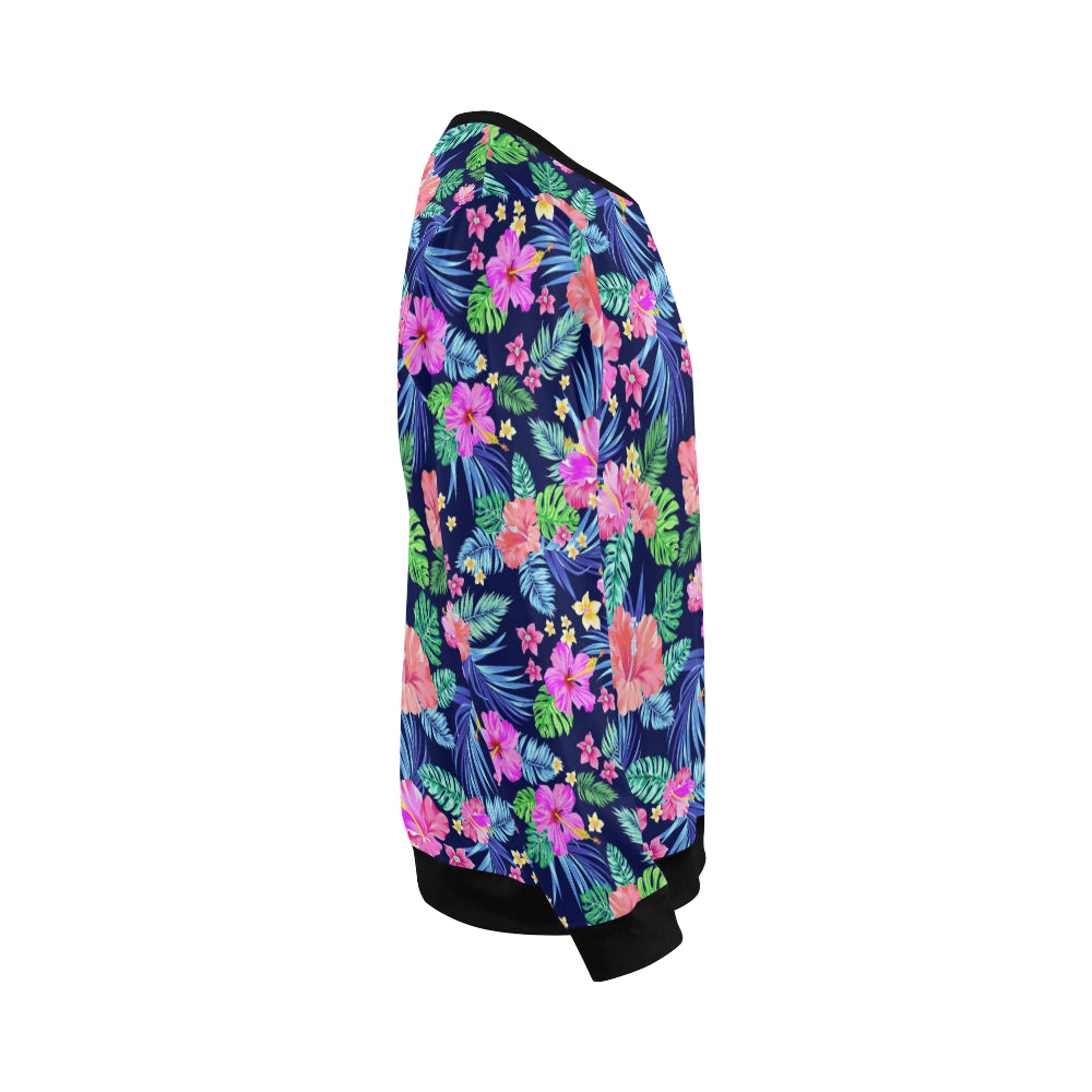 Neon Hibiscus Pattern Print Design HB016 Men Long Sleeve Sweatshirt