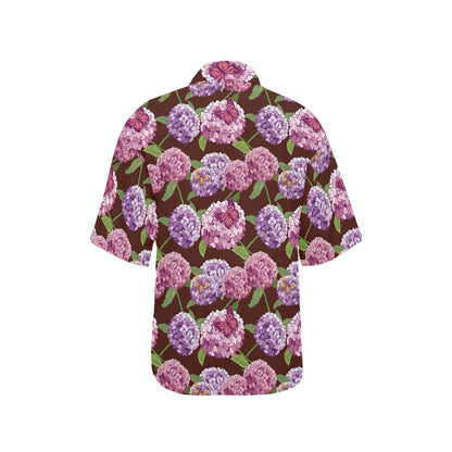 Hydrangea Pattern Print Design HD08 Women's Hawaiian Shirt
