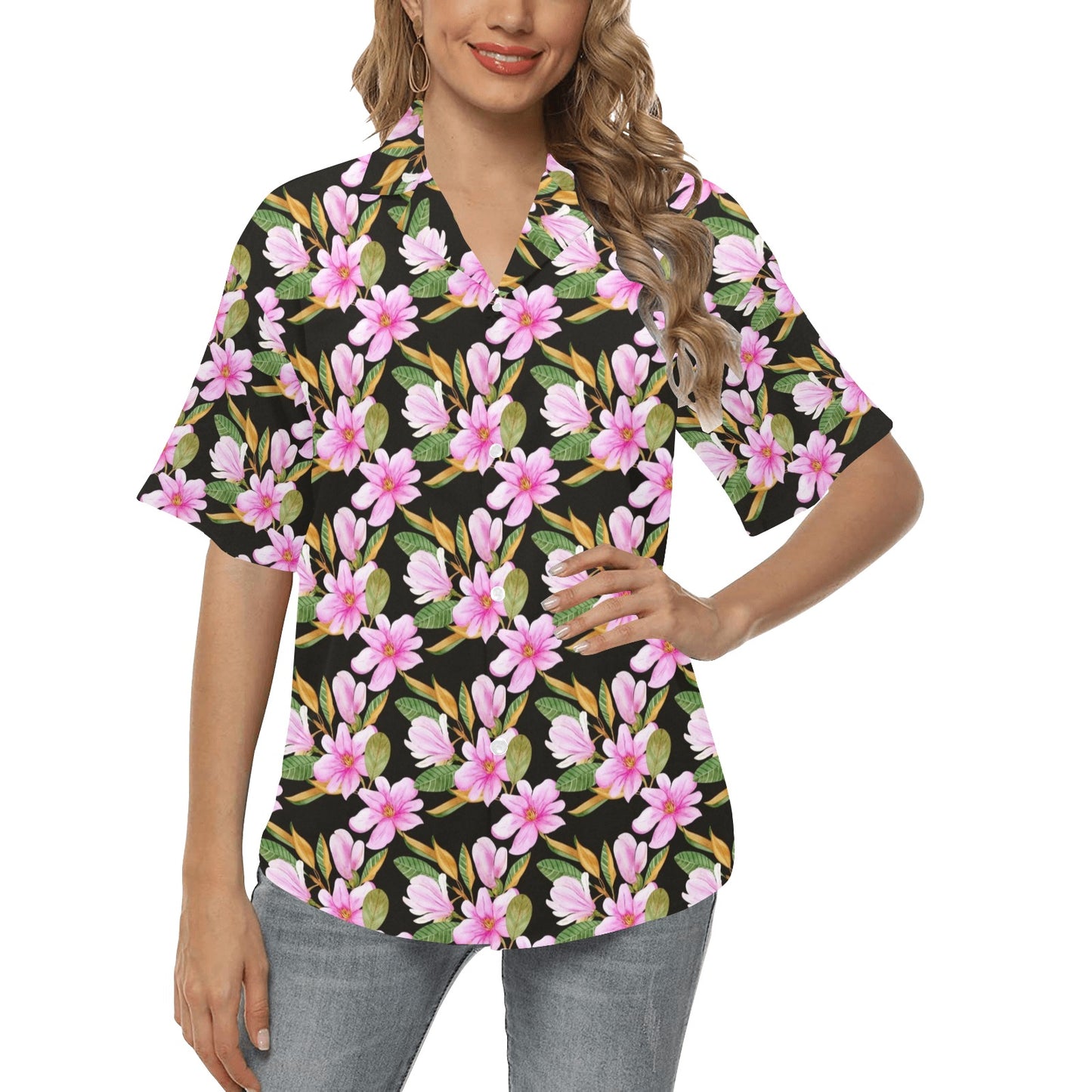 Magnolia Pattern Print Design MAG08 Women's Hawaiian Shirt