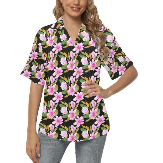 Magnolia Pattern Print Design MAG08 Women's Hawaiian Shirt