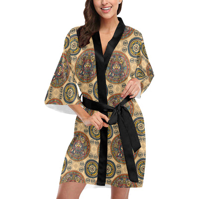 Calendar Aztec Pattern Print Design 02 Women's Short Kimono