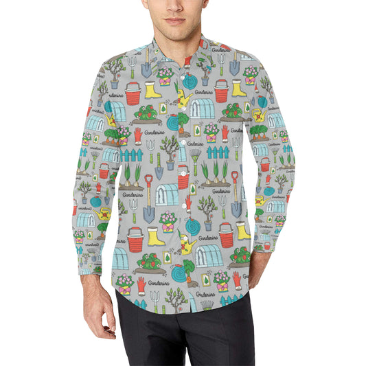 Gardening Pattern Print Design G07 Men's Long Sleeve Shirt