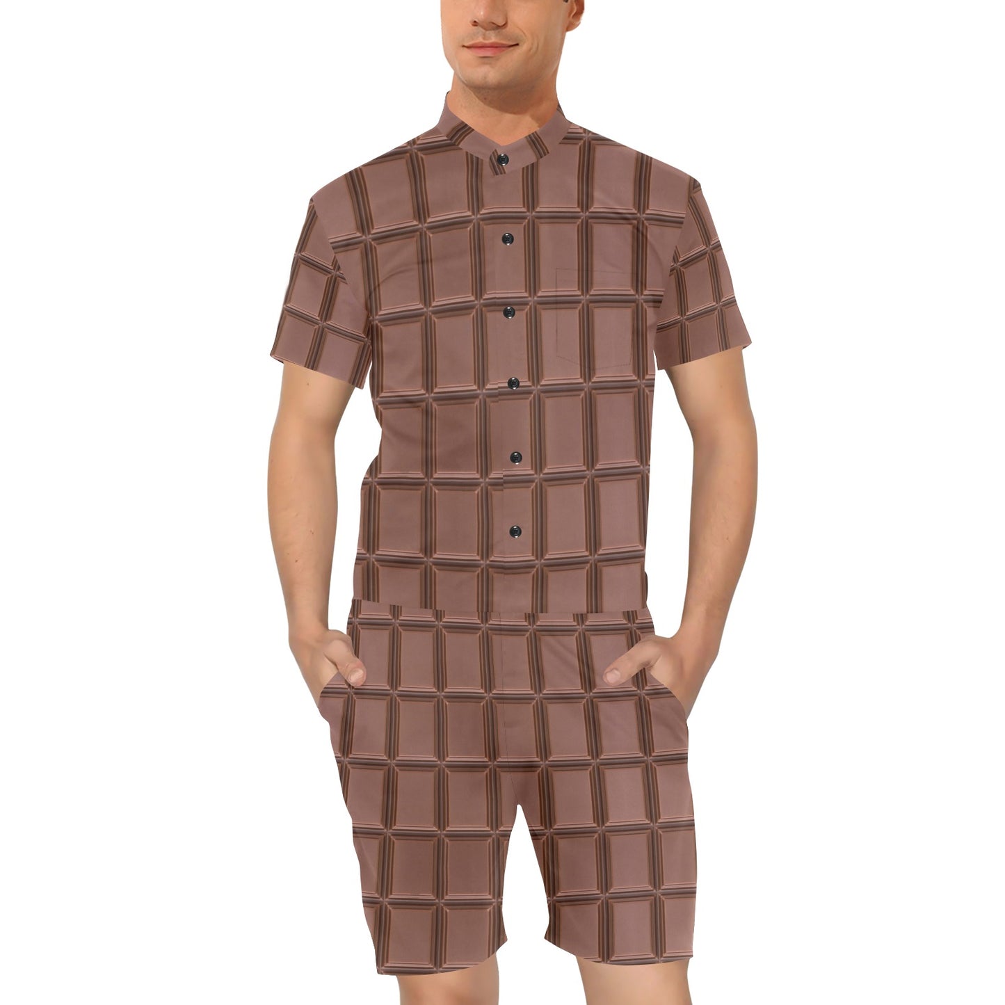 Chocolate Pattern Print Design 03 Men's Romper