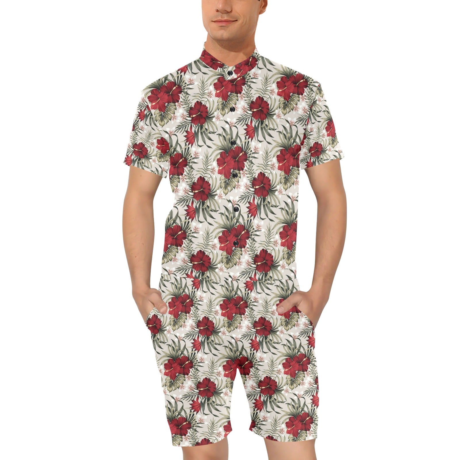 Hibiscus Print Design LKS3011 Men's Romper