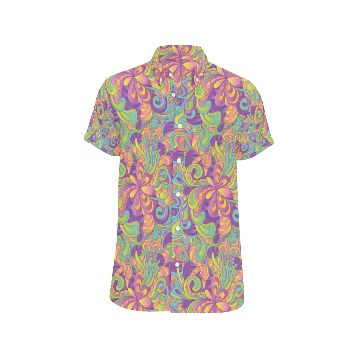 Psychedelic Mushroom Pattern Print Design A05 Men's Short Sleeve Button Up Shirt