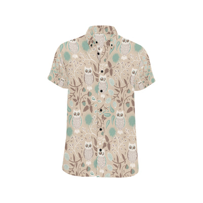 Owl Pattern Print Design A02 Men's Short Sleeve Button Up Shirt