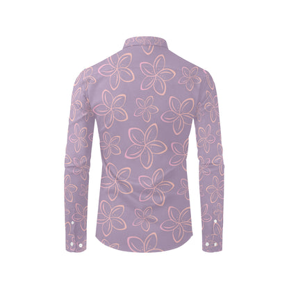 Plumeria Pattern Print Design A01 Men's Long Sleeve Shirt