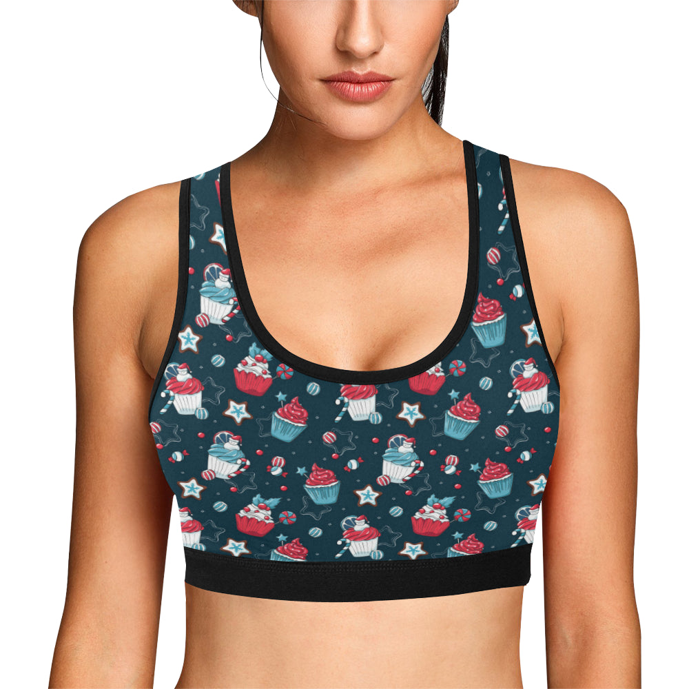 Cupcake Pattern Print Design 03 Sports Bra