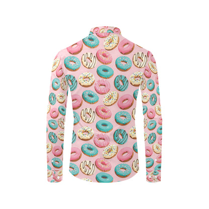 Donut Pattern Print Design DN06 Men's Long Sleeve Shirt