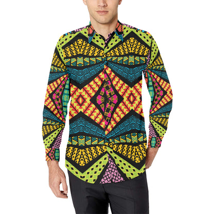 Kaleidoscope Pattern Print Design 05 Men's Long Sleeve Shirt