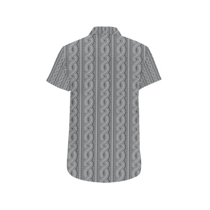 Cable Knit Pattern Print Design 01 Men's Short Sleeve Button Up Shirt