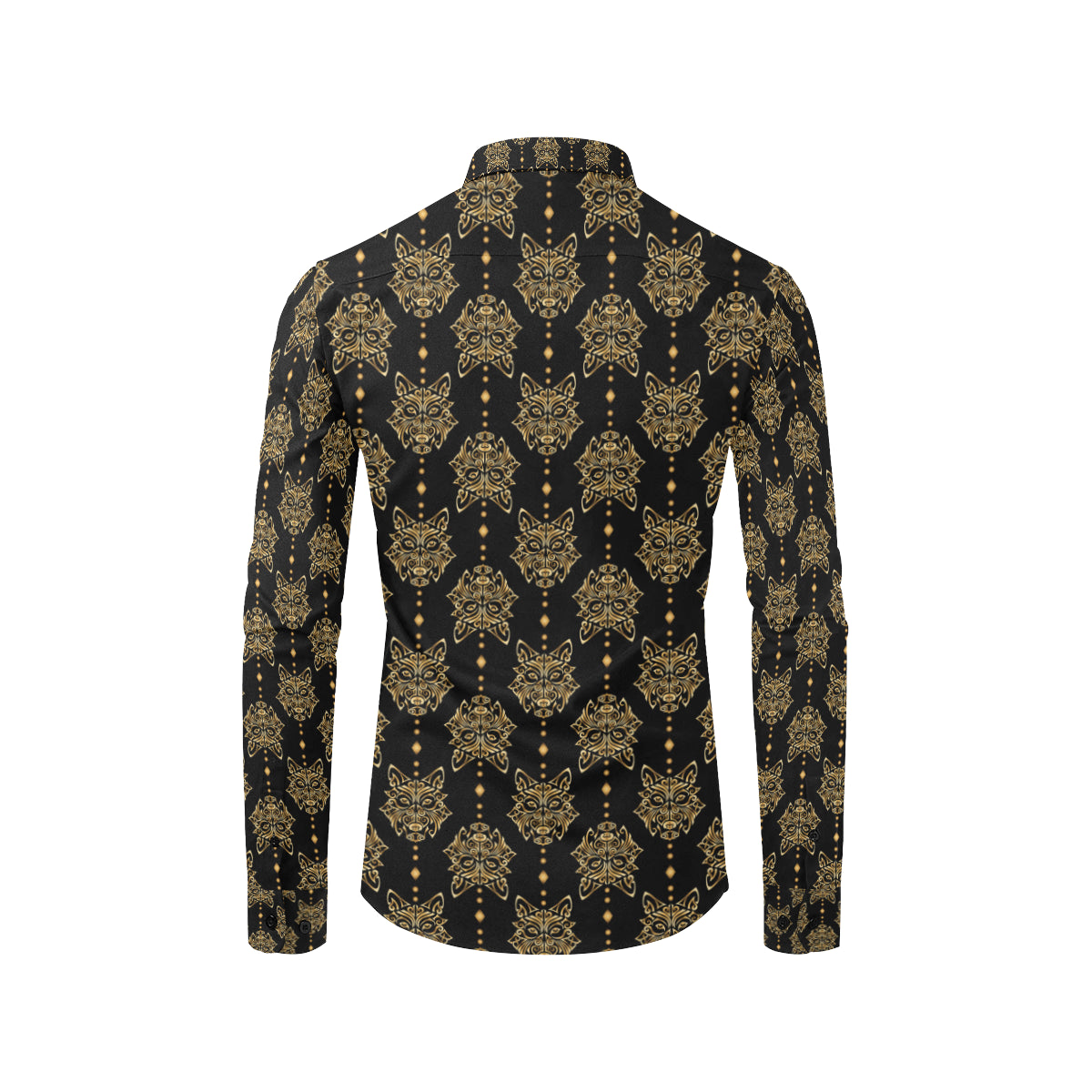 Aztec Wolf Pattern Print Design 04 Men's Long Sleeve Shirt