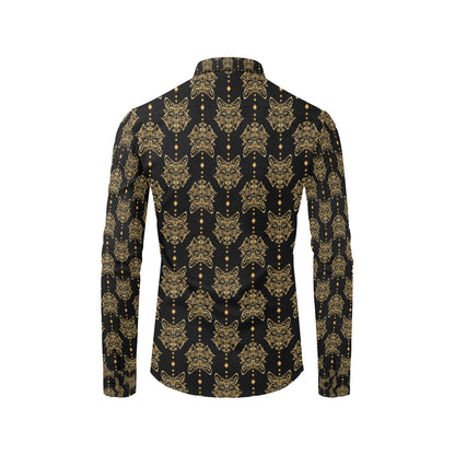 Aztec Wolf Pattern Print Design 04 Men's Long Sleeve Shirt