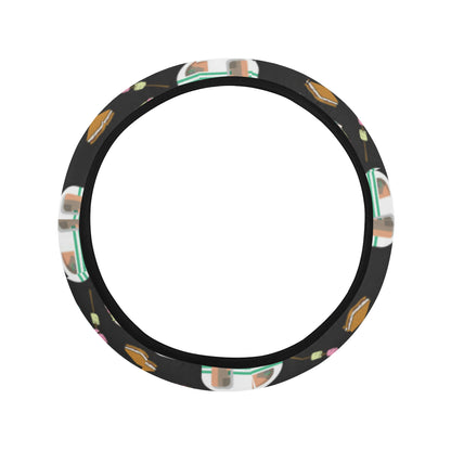 Camper marshmallow Camping Design Print Steering Wheel Cover with Elastic Edge