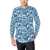 Wave Themed Pattern Print Men's Long Sleeve Shirt