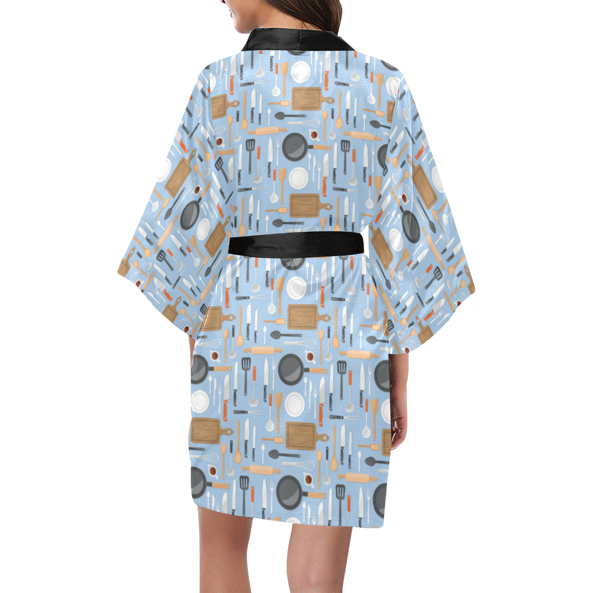 Cooking Kitchen Tools Pattern Print Design 02 Women's Short Kimono