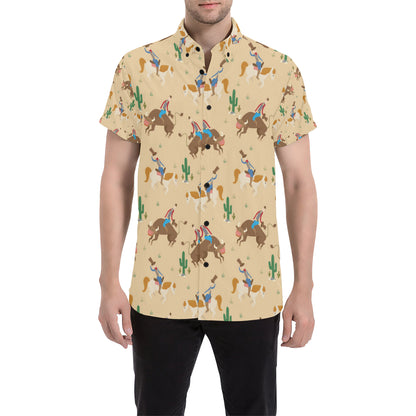 Rodeo Pattern Print Design A02 Men's Short Sleeve Button Up Shirt