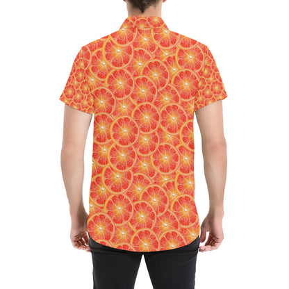 Grapefruit Pattern Print Design GF06 Men's Short Sleeve Button Up Shirt