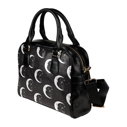 Moon with Cat Pattern Print Design 04 Shoulder Handbag