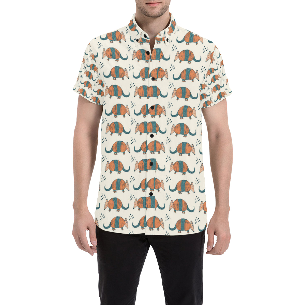 Armadillo Pattern Print Design 01 Men's Short Sleeve Button Up Shirt