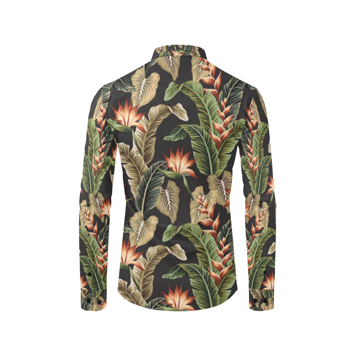 Tropical Flower Pattern Print Design TF014 Men's Long Sleeve Shirt