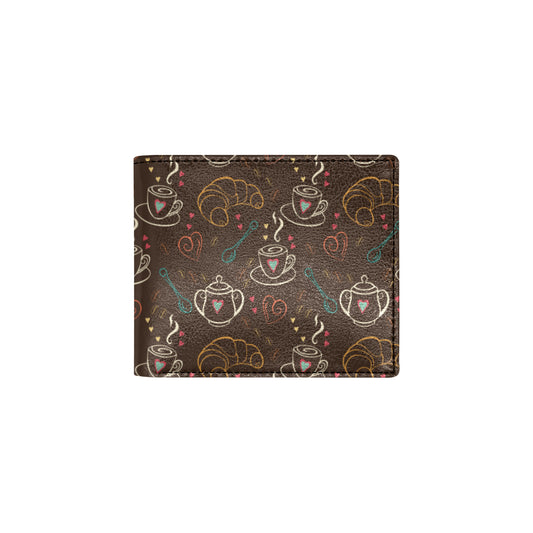 Coffee Pattern Print Design 06 Men's ID Card Wallet