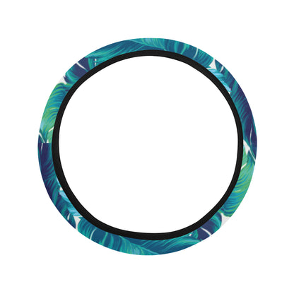 Brightness Tropical Palm Leaves Steering Wheel Cover with Elastic Edge