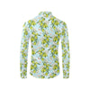 Elegant Olive Floral Print Men's Long Sleeve Shirt