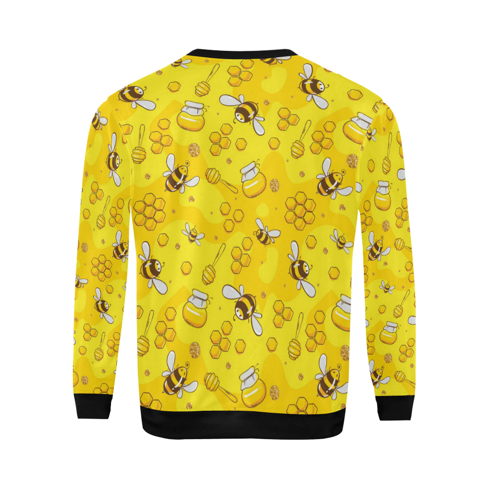 Bee Pattern Print Design BEE01 Men Long Sleeve Sweatshirt
