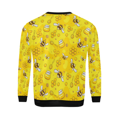 Bee Pattern Print Design BEE01 Men Long Sleeve Sweatshirt
