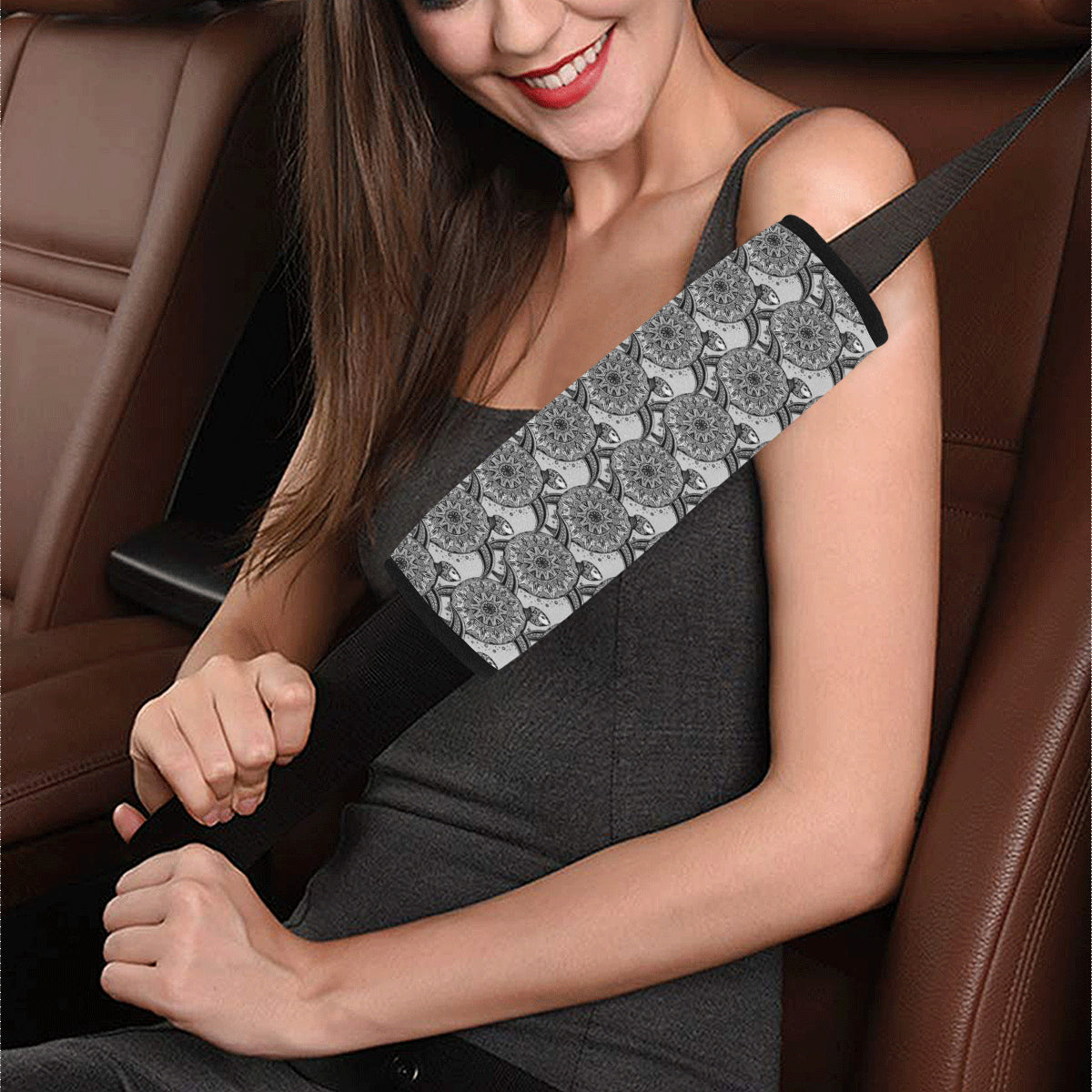 Tribal Turtle Polynesian Themed Print Car Seat Belt Cover