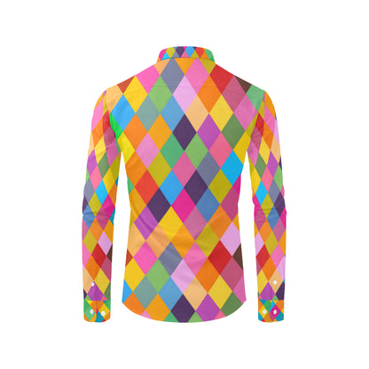Harlequin Pattern Print Design 02 Men's Long Sleeve Shirt