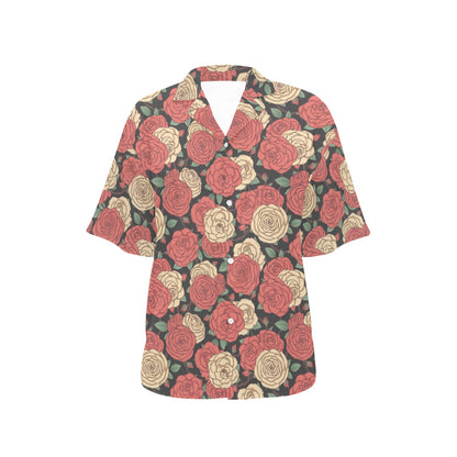 Camellia Pattern Print Design CM01 Women's Hawaiian Shirt