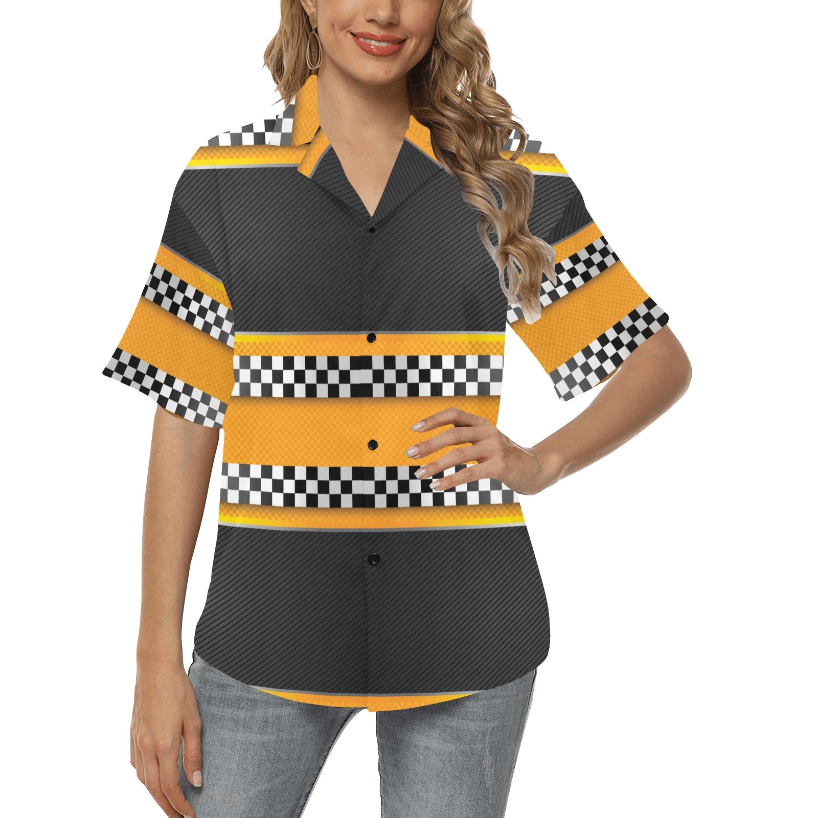 Checkered Pattern Print Design 01 Women's Hawaiian Shirt