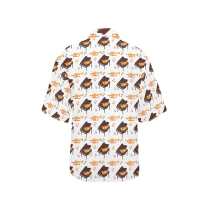 Piano Print Design LKS406 Women's Hawaiian Shirt