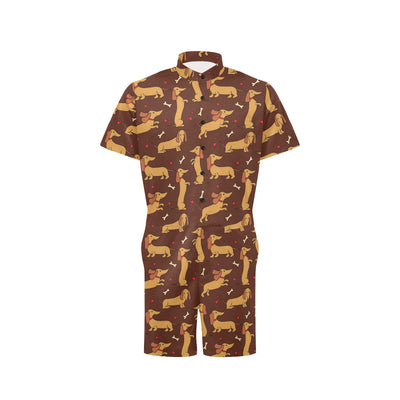 Dachshund Happy Print Pattern Men's Romper