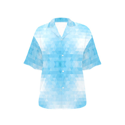 Geometric Blue Pattern Print Design 01 Women's Hawaiian Shirt