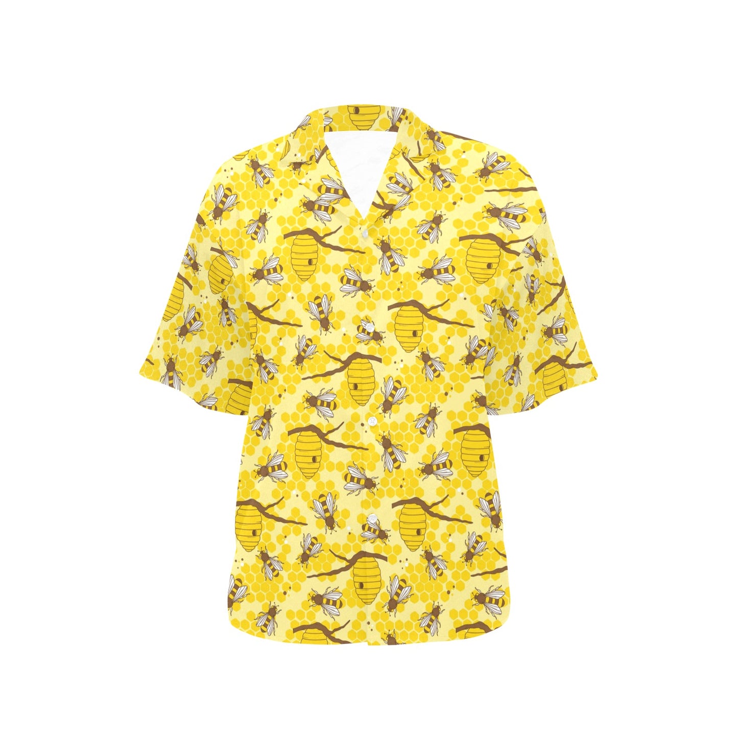 Bee With Honeycomb Print Design LKS302 Women's Hawaiian Shirt