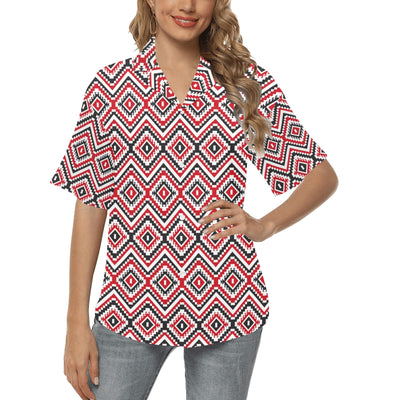 Native American Themed Tribal Print Women's Hawaiian Shirt